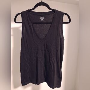 Madewell Black V-Neck Cotton Tank Top